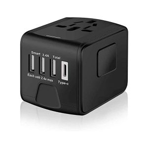 Universal Travel Adapter with 3 USB + 1 Type C Cha